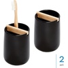 image:imageiDesign Toothbrush Holder Matte Black  Removable Wood Divider For Bathroom CountertopsMatte Black