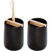 image:imageiDesign Toothbrush Holder Matte Black  Removable Wood Divider For Bathroom CountertopsMatte Black