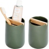 image:imageiDesign Toothbrush Holder Matte Black  Removable Wood Divider For Bathroom CountertopsMoss
