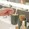 image:imageiDesign Toothbrush Holder Matte Black  Removable Wood Divider For Bathroom CountertopsMoss