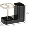 image:imageiDesign Toothbrush Holder with Storage Cup Bathroom Sink Organizer for Toothpaste and Electric Toothbrushes BlueBlack