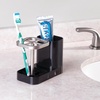 image:imageiDesign Toothbrush Holder with Storage Cup Bathroom Sink Organizer for Toothpaste and Electric Toothbrushes BlueBlack