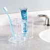image:imageiDesign Toothbrush Holder with Storage Cup Bathroom Sink Organizer for Toothpaste and Electric Toothbrushes BlueClear