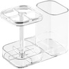 image:imageiDesign Toothbrush Holder with Storage Cup Bathroom Sink Organizer for Toothpaste and Electric Toothbrushes BlueClear