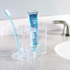 image:imageiDesign Toothbrush Holder with Storage Cup Bathroom Sink Organizer for Toothpaste and Electric Toothbrushes BlueClear
