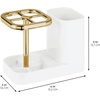 image:imageiDesign Toothbrush Holder with Storage Cup Bathroom Sink Organizer for Toothpaste and Electric Toothbrushes BlueWhiteGold
