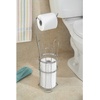 image:imageiDesign York Metal Free Standing Toilet Paper Tissue Holder with Shelf Roll Reserve Canister for Kids Guest Master Office Bathroom 64 x 812 x 24  Satin SilverChrome