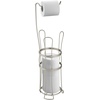 image:imageiDesign York Metal Free Standing Toilet Paper Tissue Holder with Shelf Roll Reserve Canister for Kids Guest Master Office Bathroom 64 x 812 x 24  Satin SilverSatin