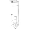 image:imageiDesign York Metal Free Standing Toilet Paper Tissue Holder with Shelf Roll Reserve Canister for Kids Guest Master Office Bathroom 64 x 812 x 24  Satin SilverChrome