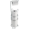 image:imageiDesign York Metal Free Standing Toilet Paper Tissue Holder with Shelf Roll Reserve Canister for Kids Guest Master Office Bathroom 64 x 812 x 24  Satin SilverChrome