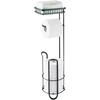 image:imageiDesign York Metal Free Standing Toilet Paper Tissue Holder with Shelf Roll Reserve Canister for Kids Guest Master Office Bathroom 64 x 812 x 24  Satin SilverMatte Black