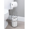 image:imageiDesign York Metal Free Standing Toilet Paper Tissue Holder with Shelf Roll Reserve Canister for Kids Guest Master Office Bathroom 64 x 812 x 24  Satin SilverChrome