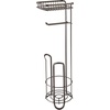 image:imageiDesign York Metal Free Standing Toilet Paper Tissue Holder with Shelf Roll Reserve Canister for Kids Guest Master Office Bathroom 64 x 812 x 24  Satin SilverBronze