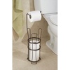 image:imageiDesign York Metal Free Standing Toilet Paper Tissue Holder with Shelf Roll Reserve Canister for Kids Guest Master Office Bathroom 64 x 812 x 24  Satin SilverBronze