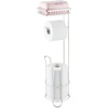 image:imageiDesign York Metal Free Standing Toilet Paper Tissue Holder with Shelf Roll Reserve Canister for Kids Guest Master Office Bathroom 64 x 812 x 24  Satin SilverMatte White