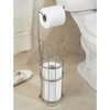 image:imageiDesign York Metal Free Standing Toilet Paper Tissue Holder with Shelf Roll Reserve Canister for Kids Guest Master Office Bathroom 64 x 812 x 24  Satin SilverSatin