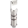 image:imageiDesign York Metal Free Standing Toilet Paper Tissue Holder with Shelf Roll Reserve Canister for Kids Guest Master Office Bathroom 64 x 812 x 24  Satin SilverBronze