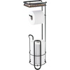 image:imageiDesign York Metal Free Standing Toilet Paper Tissue Holder with Shelf Roll Reserve Canister for Kids Guest Master Office Bathroom 64 x 812 x 24  Satin SilverMatte Black