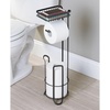 image:imageiDesign York Metal Free Standing Toilet Paper Tissue Holder with Shelf Roll Reserve Canister for Kids Guest Master Office Bathroom 64 x 812 x 24  Satin SilverMatte Black