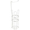 image:imageiDesign York Metal Free Standing Toilet Paper Tissue Holder with Shelf Roll Reserve Canister for Kids Guest Master Office Bathroom 64 x 812 x 24  Satin SilverPearl White