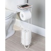 image:imageiDesign York Metal Free Standing Toilet Paper Tissue Holder with Shelf Roll Reserve Canister for Kids Guest Master Office Bathroom 64 x 812 x 24  Satin SilverMatte White