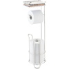 image:imageiDesign York Metal Free Standing Toilet Paper Tissue Holder with Shelf Roll Reserve Canister for Kids Guest Master Office Bathroom 64 x 812 x 24  Satin SilverMatte White