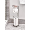 image:imageiDesign York Metal Free Standing Toilet Paper Tissue Holder with Shelf Roll Reserve Canister for Kids Guest Master Office Bathroom 64 x 812 x 24  Satin SilverChrome