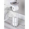 image:imageiDesign York Metal Free Standing Toilet Paper Tissue Holder with Shelf Roll Reserve Canister for Kids Guest Master Office Bathroom 64 x 812 x 24  Satin SilverChrome