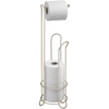 image:imageiDesign Classico Metal Toilet Tissue Roll Reserve Organizer for Bathroom Compact Organizer Holds 4 Rolls of Toilet Paper Satin Silver  Classico CollectionPc Satin