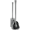 image:imageiDesign Compact Plunger Set White Set of 2  Toilet Brush Bathroom Cleaning StorageGray