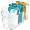 image:imageiDesign Crisp Divided Organizer Bin with Handles 6 x 8 x 14 ClearMatte WhitePack of 1