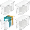 image:imageiDesign Crisp Divided Organizer Bin with Handles 6 x 8 x 14 ClearMatte WhitePack of 4