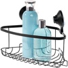 image:imageiDesign Everett Metal Push Lock Suction Shower Caddy Extra Space for Shampoo Conditioner and Soap with Hooks for Razors Towels Loofahs and More 111 x 49 x 654 Matte BlackCorner Basket