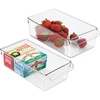 image:imageiDesign Fridge Storage Bin with Handle Set of 4 Clear  Fridge Tray for Meats and CheesesPack of 2