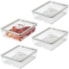 image:imageiDesign Large Fridge Produce Bin with Removable Drainage Tray and Lid  Set of 4  ClearWhitePack of 4