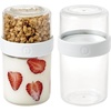 image:imageiDesign Medium Stack n Snack Food Containers  Stackable Snack Containers  Set of 2  ClearWhitePack of 2