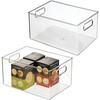 image:imageiDesign Pantry Organizer Bins with Handles Set of 2 Clear  Storage for Cabinets or Fridge