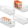 image:imageiDesign Plastic Stackable Pantry Bin with Handles Set of 4 Clear  For Kitchen Cabinets or Fridge Made in USAPack of 4