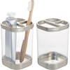 image:imageiDesign Plastic Toothbrush Holder with Three Divided Compartments The Ilyse Collection  425 x 64 x 345 Clear amp Brushed NickelPack of 2