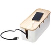 image:imageiDesign Recycled Plastic Cable Organizer Bin with Natural Wood Tray Lid  1362 x 568 x 544 Coconut