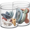image:imageiDesign Round Plastic Canister Cosmetic Organizer with Top Tray Lid Clear  For Bathroom Vanity