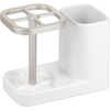 image:imageiDesign Sedona Ceramic Toothbrush and Toothpaste Holder for Bathroom Vanity Countertop or Medicine Cabinet 575 x 310 x 449 Satin WhiteNickel  For Bathroom Vanity Countertop or Medicine CabinetSatin