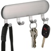 image:imageiDesign SelfAdhesive Stainless Steel Key Rack Set of 2 Brushed  4 Hooks Key Holder for WallPack of 1