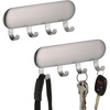 image:imageiDesign SelfAdhesive Stainless Steel Key Rack Set of 2 Brushed  4 Hooks Key Holder for WallPack of 2