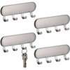 image:imageiDesign SelfAdhesive Stainless Steel Key Rack Set of 2 Brushed  4 Hooks Key Holder for WallPack of 4
