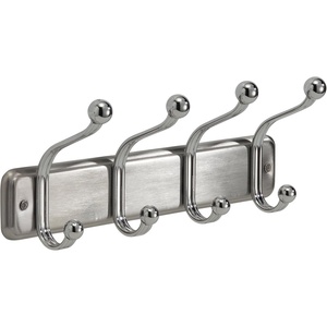 image:imageInterDesign York Lyra Wall Mount Storage Rack  Hanging Hooks for Jackets Coats Hats and Scarves  4 Dual Hooks ChromeChrome