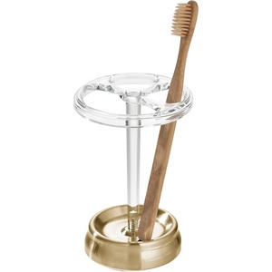 image:imageInterDesign iDesign Divided Toothbrush Holder for Bathroom or Vanity  Set of 2  ClearMatte BlackSoft Brass