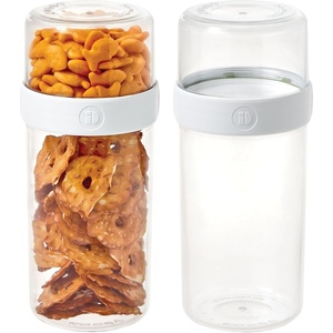 image:imageInterDesign iDesign Large Stack n Snack Food Containers  Stackable Snack Containers  Set of 4  ClearWhiteClearWhite