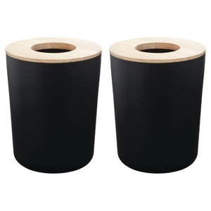 image:imageInterDesign iDesign Small Round Bathroom Trash Can  Set of 2  Matte BlackMatte Black