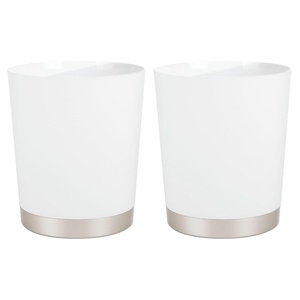image:imageInterDesign iDesign Small Round Trash Can for Bathroom or Home Office  Set of 2  Satin WhiteNickel